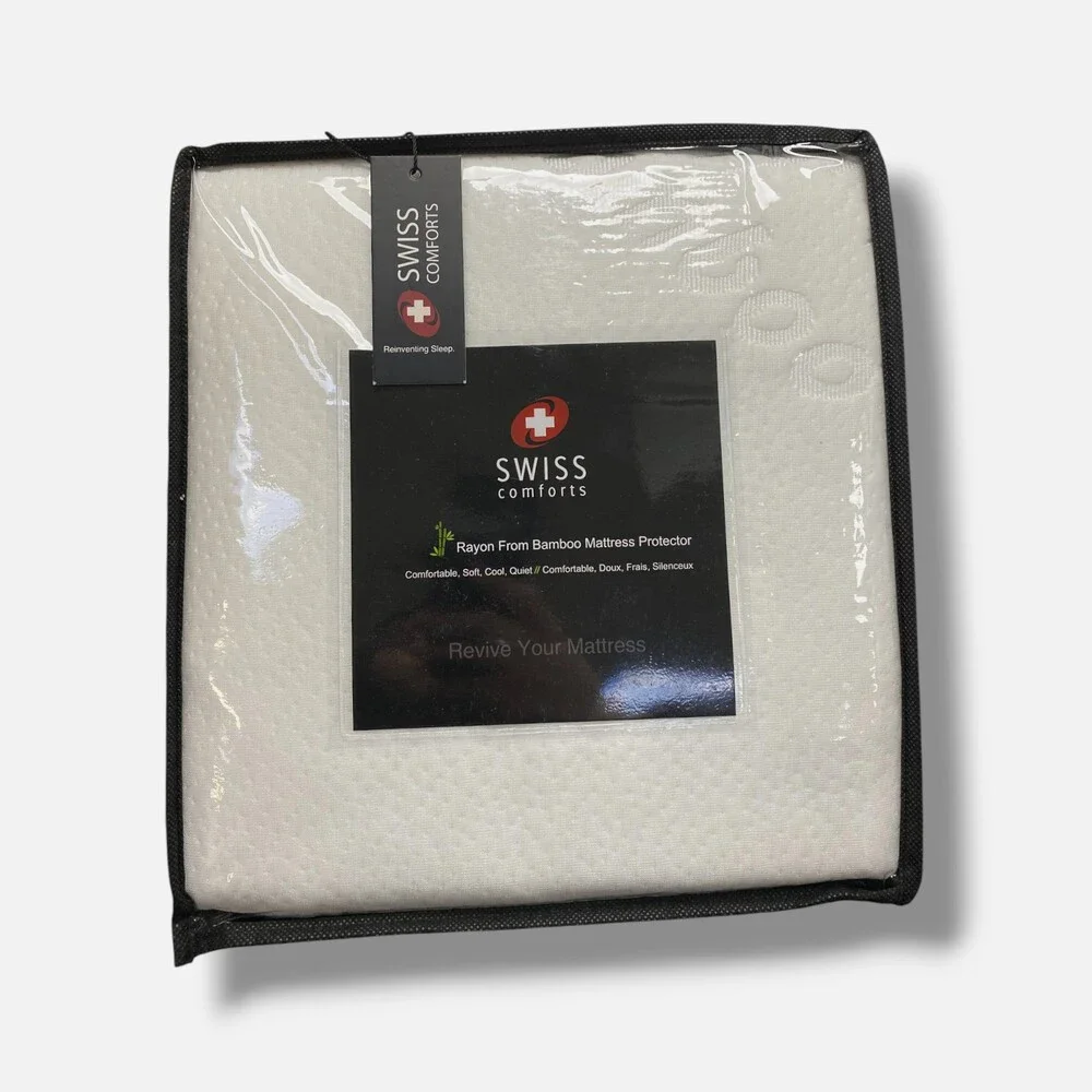 Swiss Comforts White Bamboo Waterproof Mattress Protector, Queen